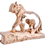 AAIZONE Elephant Family on Mountain Antique Design Sculpture for Home Decor Showpiece Figurine