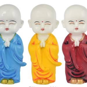AAIZONE Hand Crafted 3 Baby Namaste Buddha for Home Decor/Gifting/Living Room Decorative Showpiece - 22 cm (Polyresin, Multicolor